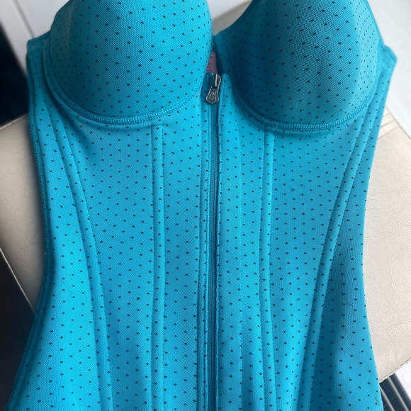 Bustier/Corset—Cerulean Blue Salomé Brand w Matching Lace Bolero (Orig Colombia) - Picture 9 of 9